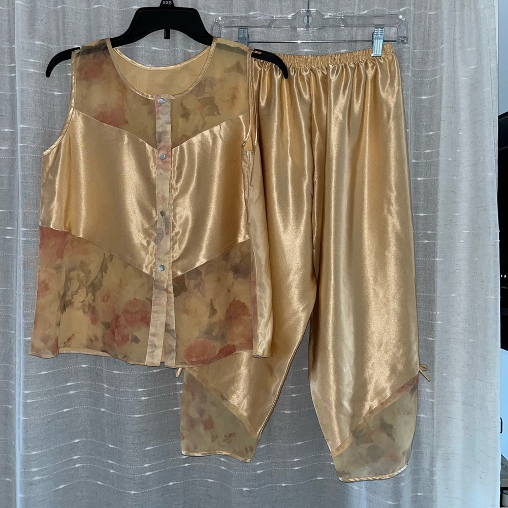 Gold Sheer Floral Two-Piece Set Vintage